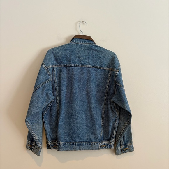 Vintage 90s EXP Express Denim Trucker Jacket with Leather Collar Size S - Picture 2 of 5